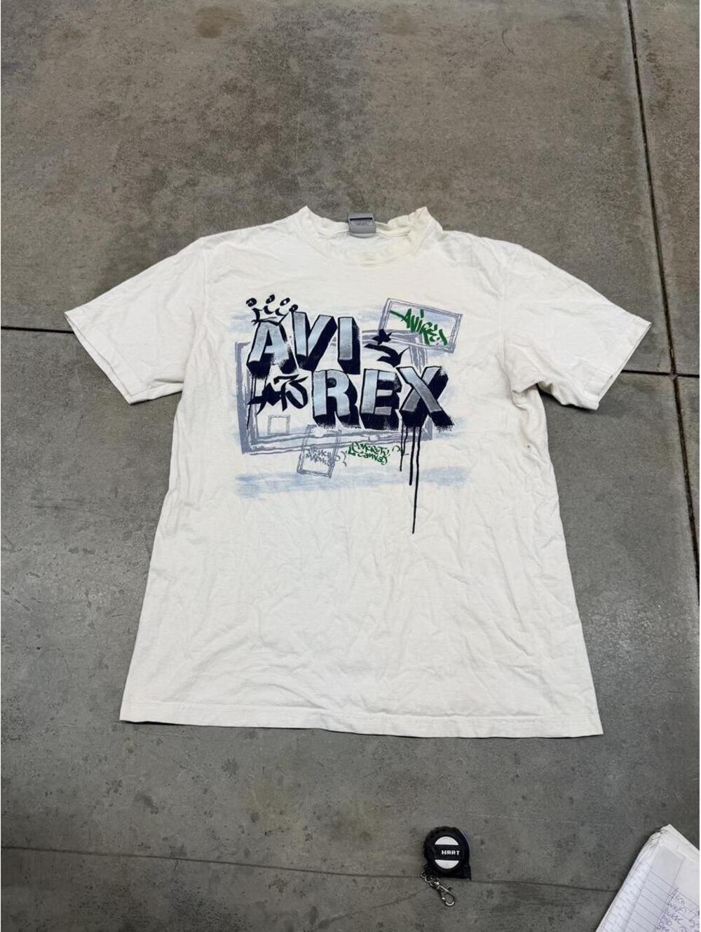 vintage avirex graffiti white spell out shirt size large